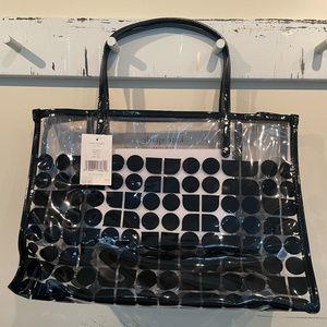 NWT Kate Spade Plastic Logo Medium Shopper w/ Matching Cosmetic Bag